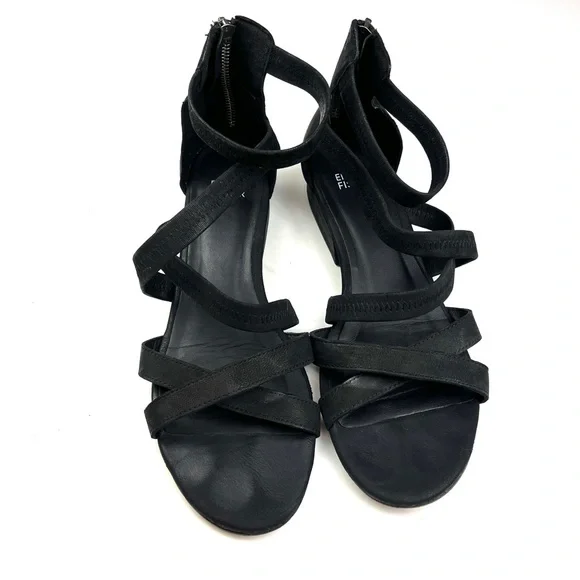 Eileen Fisher Eva Black Leather Strappy Sandals size 8.5 - Picture 3 of 8